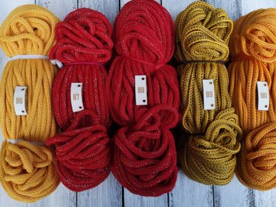 Polyester cord color palette red yellow lurex